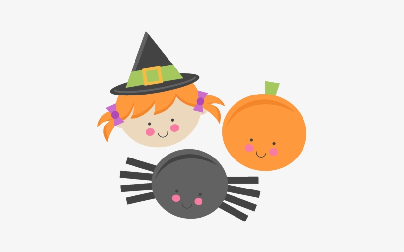 Cute Halloween Monsters Witch Pumpkin Spider Svg Scrapbook - Cute Halloween Pumpkin Png, transparent png download