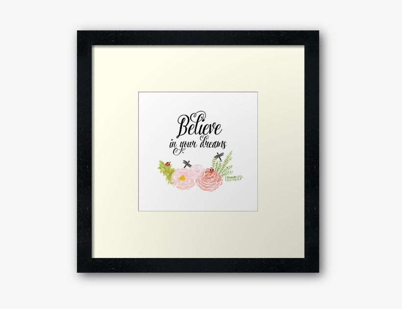 Dragonflies Roses Watercolor Floral Framed Print - Morning With Her Having Coffee, transparent png download
