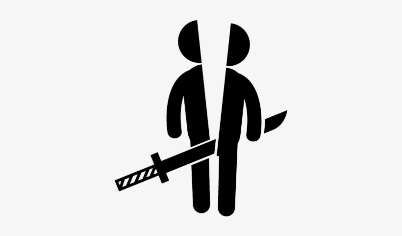 Cutting A Person Shape In Two Parts With A Sword Passing - Person With A Sword, transparent png download