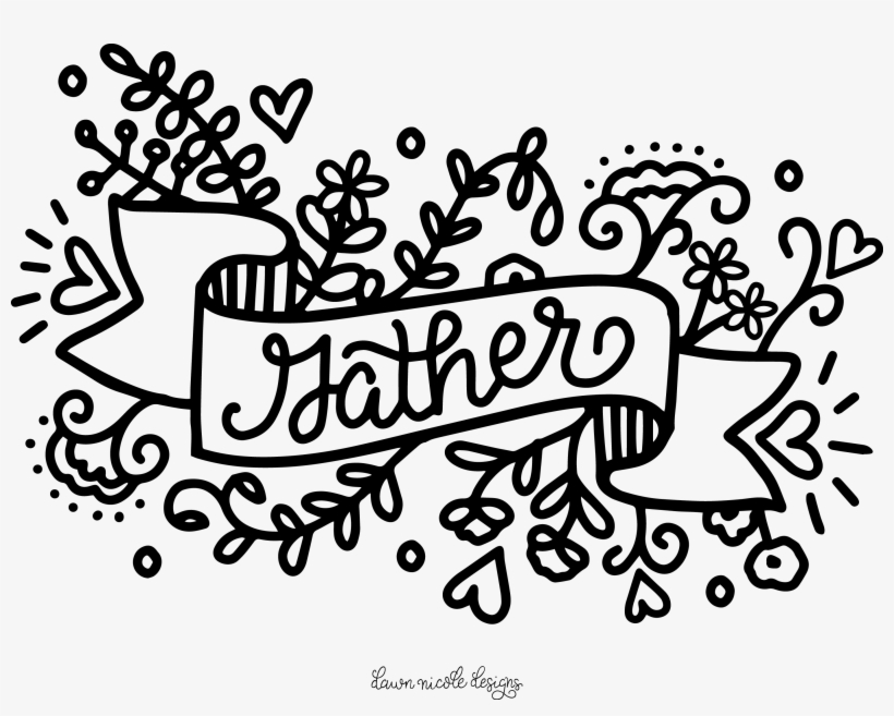 Free Coloring Page Card - Gather Coloring Page, transparent png download
