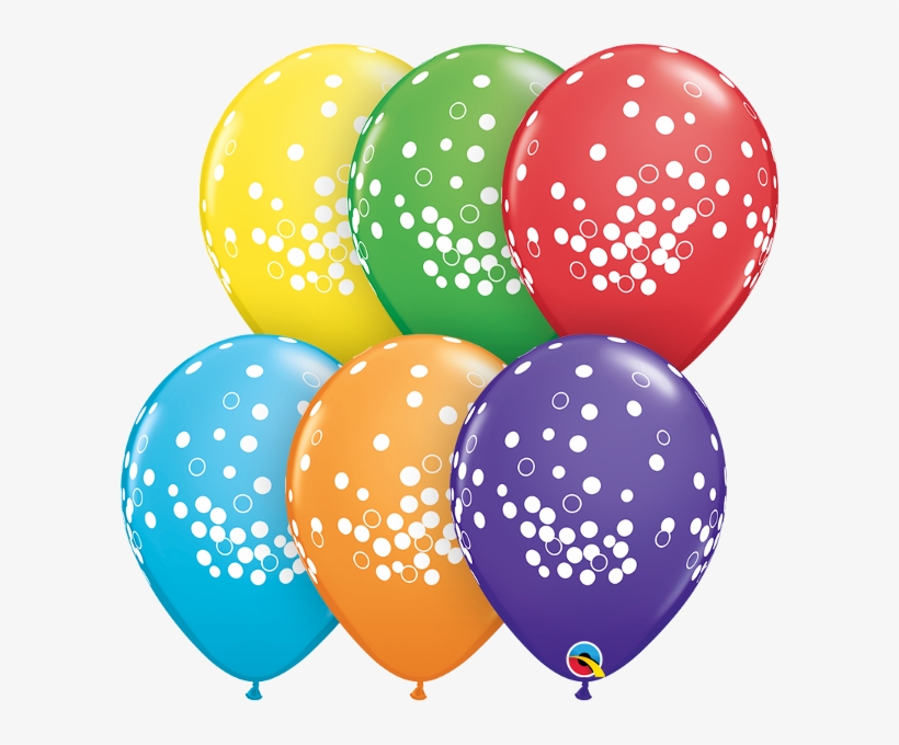 Confetti Dots 11" Latex Balloons - 11" Bright Rainbow 50 Count Confetti Latex Balloons, transparent png download