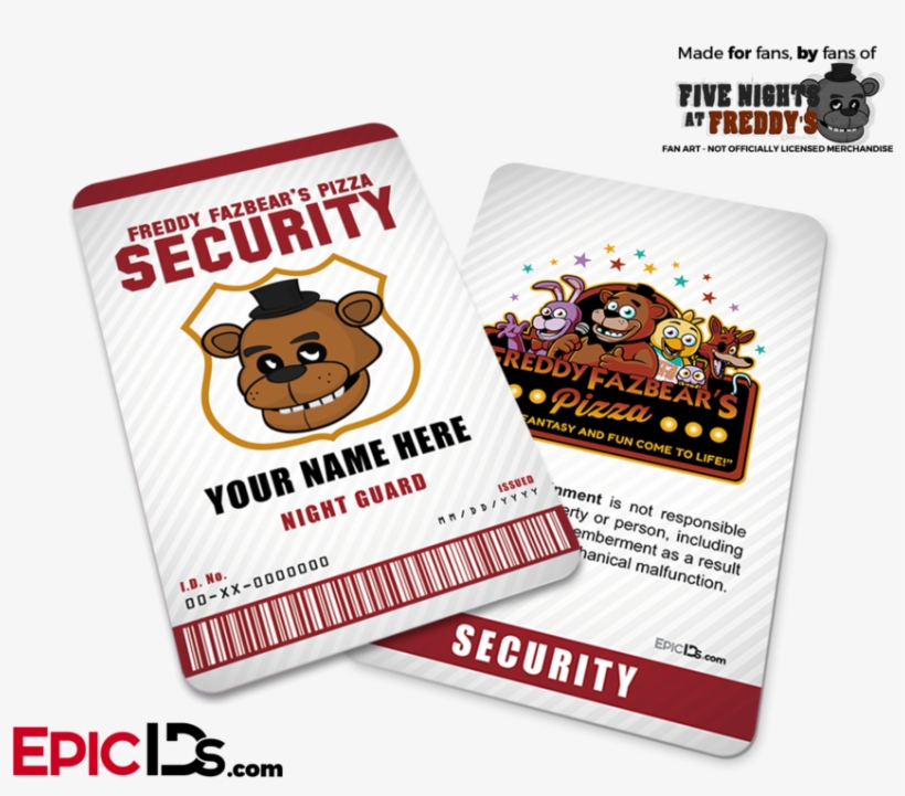 Night Guard Freddy Fazbear's Pizza Fnaf Id Badge - Five Nights At Freddys, transparent png download
