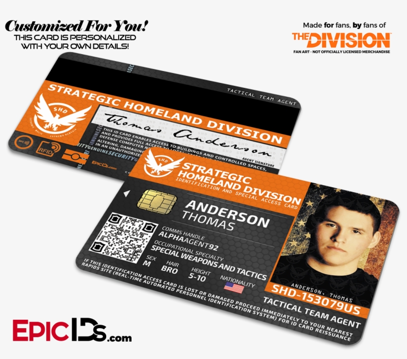 Strategic Homeland Division 'the Division' Agent Id - Breakfast Club Inspired Brian Johnson Student Id, transparent png download