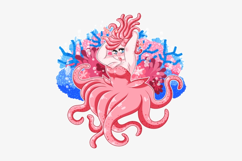 “this Poor Octomaid Is Dealing With A Clownfish Infestation - Art, transparent png download