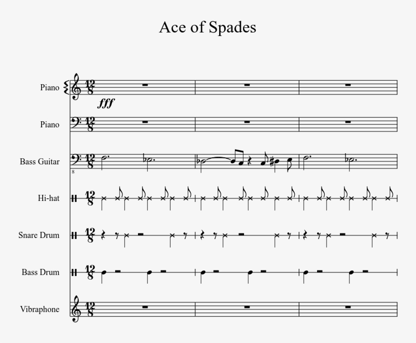 Ace Of Spades Sheet Music 1 Of 15 Pages - Diagram, transparent png download