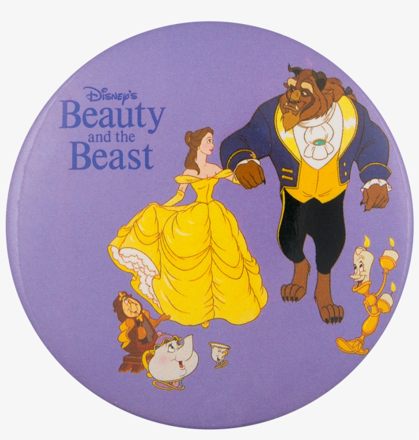 Disney Beauty And The Beast - Vintage Beauty And The Beast Disney Pinback Button, transparent png download