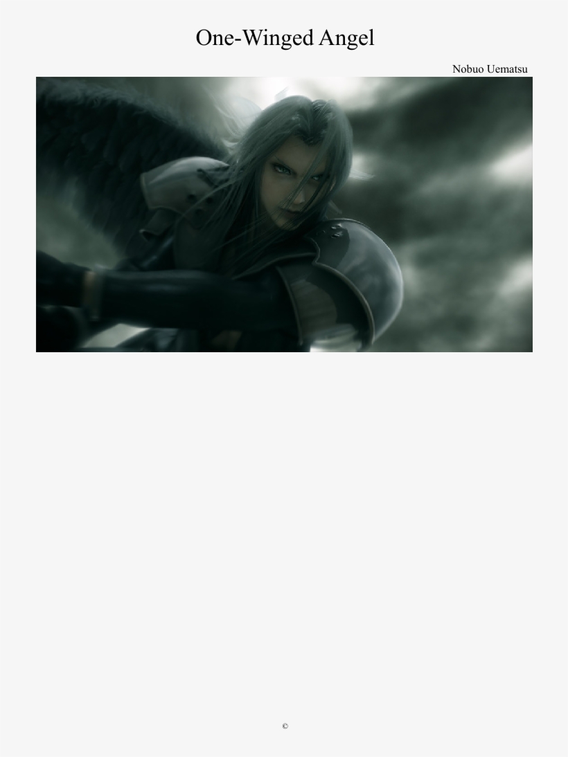 One-winged Angel Sheet Music Composed By Nobuo Uematsu - Sephiroth Advent Children, transparent png download
