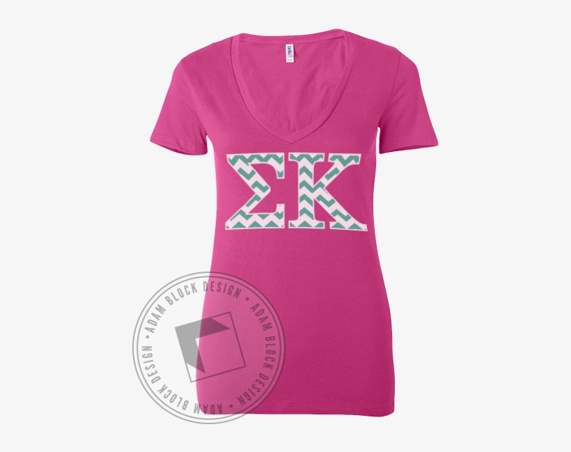 13473 Sigma Kappa Chevron Vneck V2 - Active Shirt, transparent png download