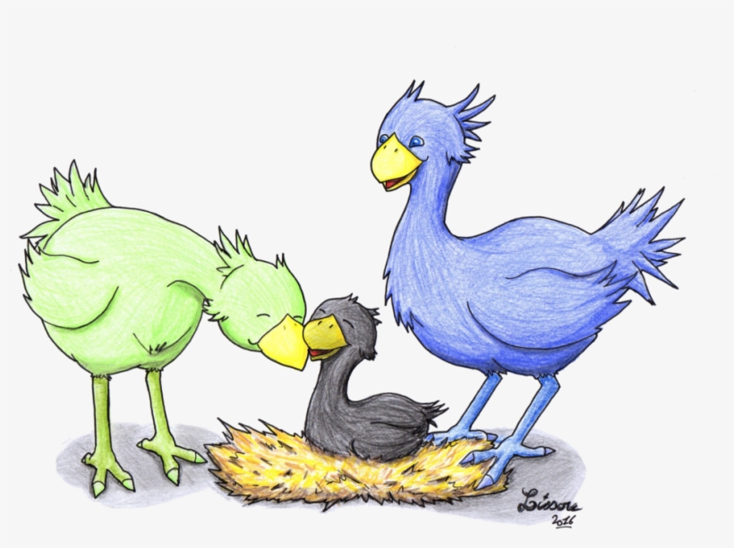 Chocobo Family By Lissou - Sad Chocobos, transparent png download