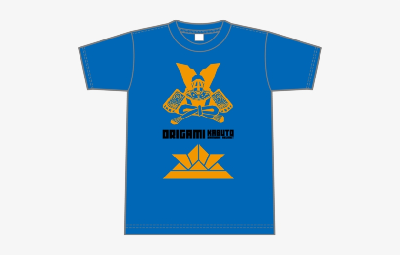 Origami Samurai Helmet T-shirt - Blue, transparent png download