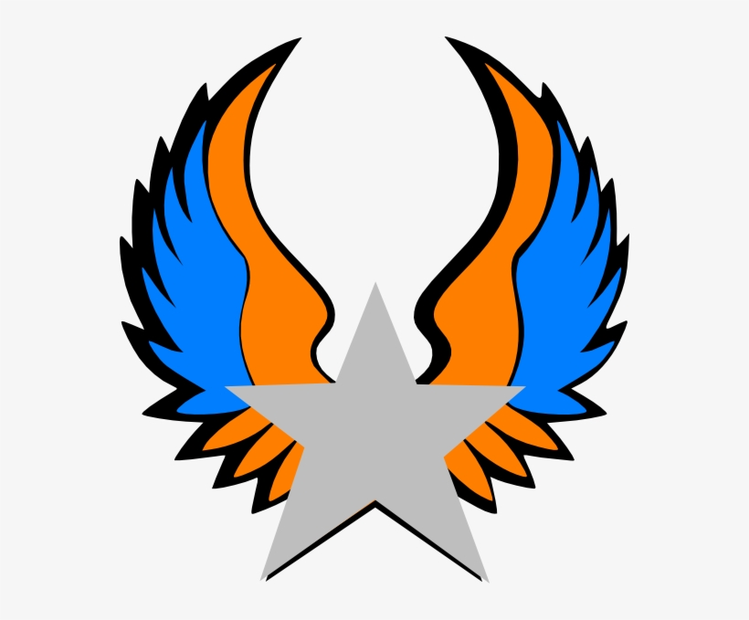 Orange And Blue Star Wings Svg Clip Arts 558 X 599, transparent png download