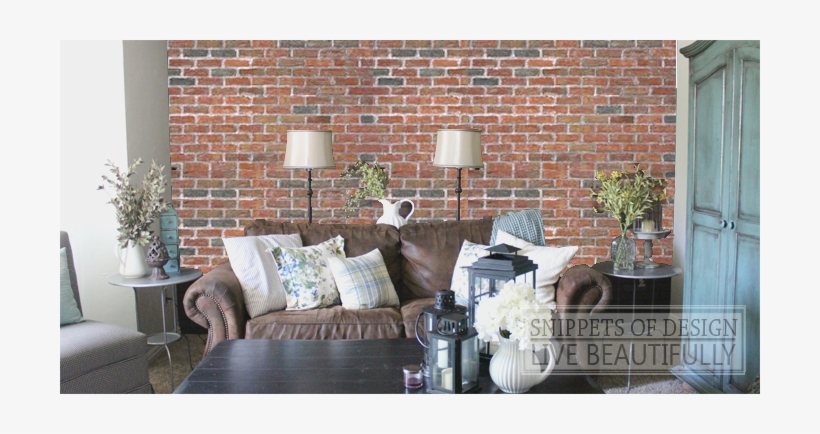 Living Room Worn Example Diy Brick/ Snippets Of Design - Brick Texture In Living Room, transparent png download