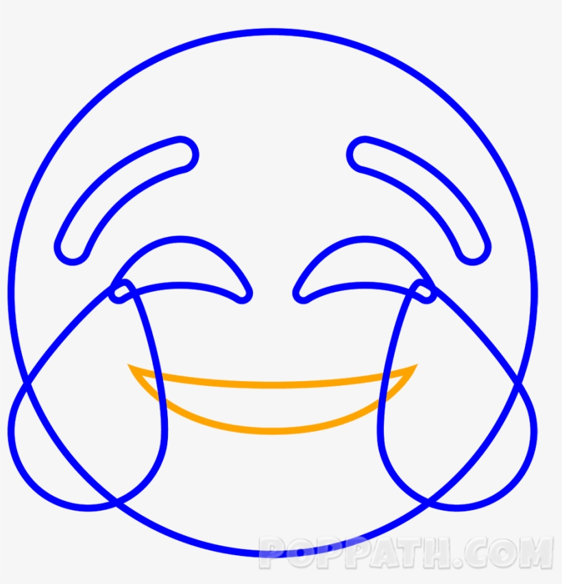 How To Draw A Tears Of Joy Emoji - Нарисовать Эмоджи, transparent png download