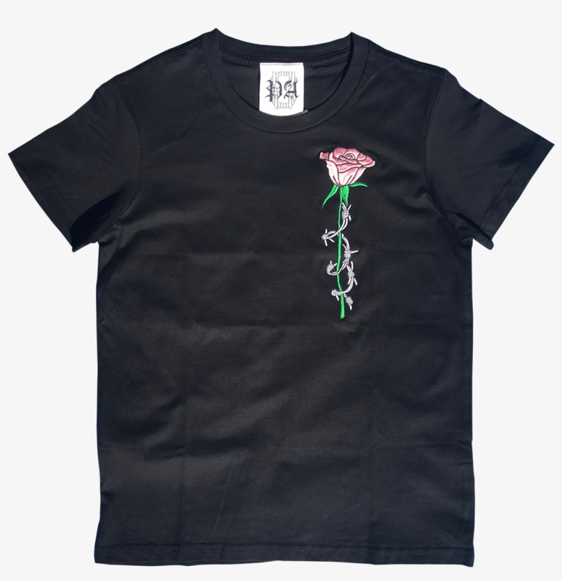Barbed Wire Rose Embroidered Tee - Burberry Baby Shirts, transparent png download