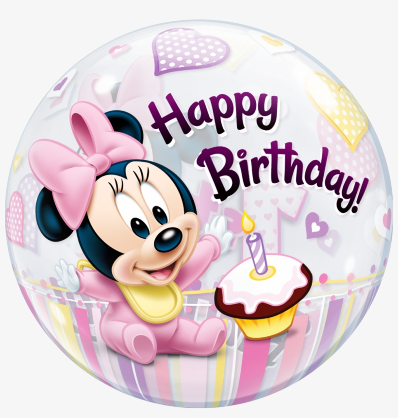 Clip Library Library Disney St Bubble Balloon Qualatex - Happy 1st Minnie Birthday, transparent png download