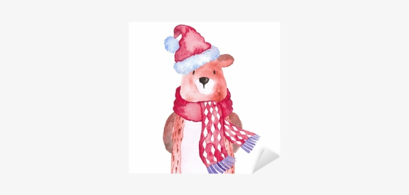 Bear Christmas Animals Winter Watercolor Hand-painted - Christmas Animals Watercolor, transparent png download
