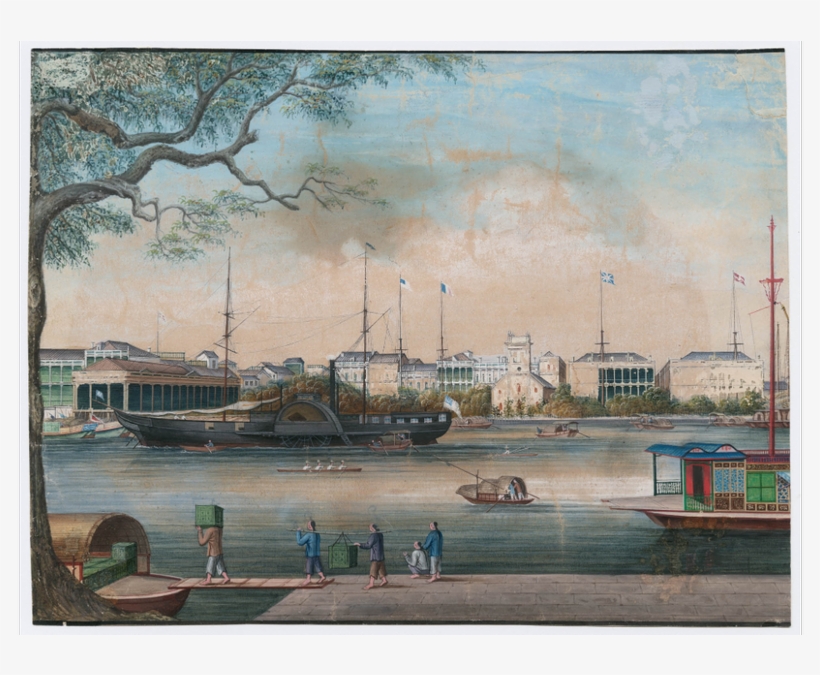 1855) By The Chinese Artist Sunqua, Showing The Steamer - Painting, transparent png download