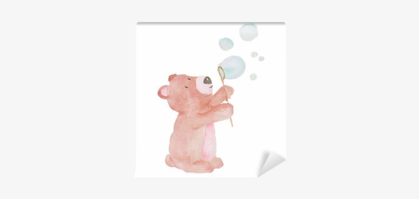 Bear Cute Animal Watercolor Illustration Bubbles Water - Illustration, transparent png download