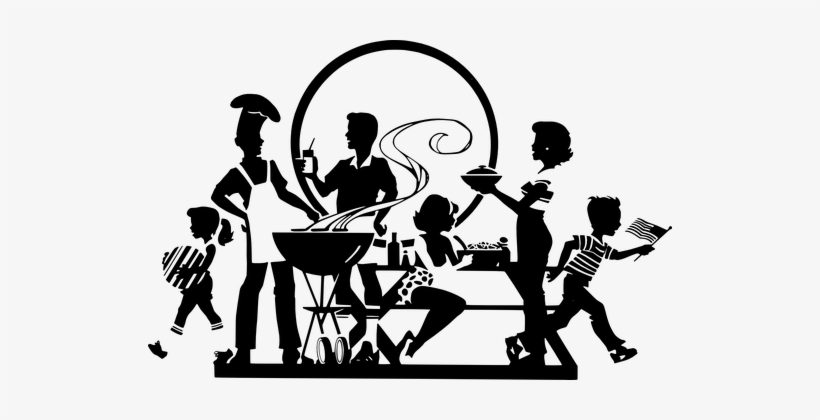 Bbq Party Outdoors Grill Food Kids People - Block Party Clipart, transparent png download