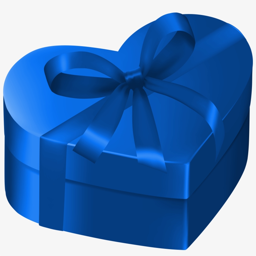 Blue Heart Gift Box Png Clipart Image - Blue, transparent png download