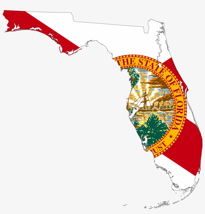 2000px Flag Map Of Florida - Florida Flag Map, transparent png download