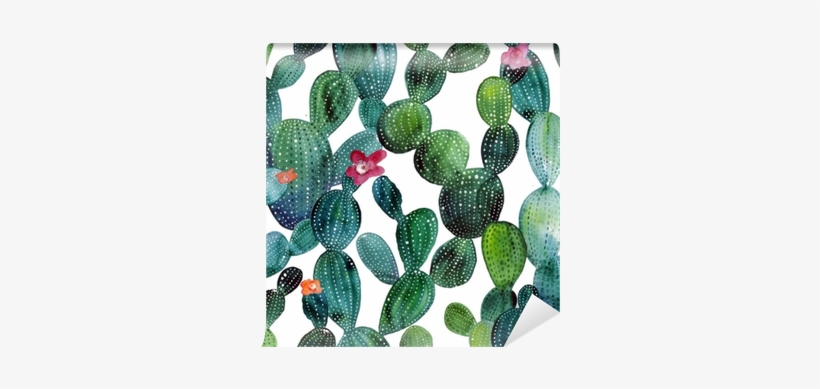 Cactus Pattern In Watercolor Style Wall Mural • Pixers® - Watercolor Repeating Cactus Pattern, transparent png download