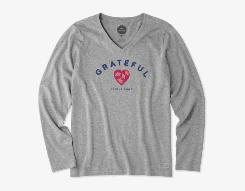 Women's Grateful Heart Long Sleeve Crusher - T-shirt, transparent png download