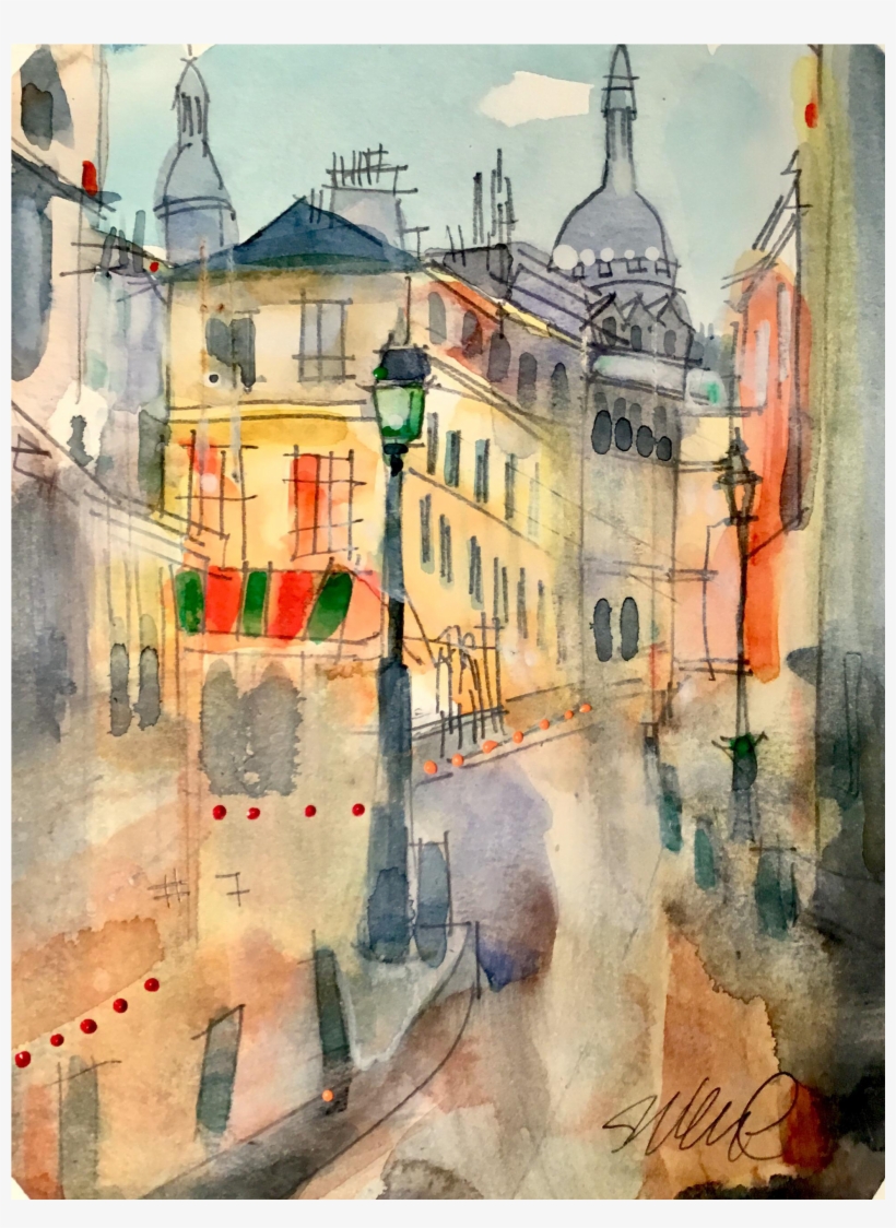 Original Watercolor Painting On Caslon Paper, Cityscapes - Painting, transparent png download