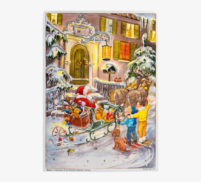 Explore Santa Sleigh, Christmas Advent Calendars And - Santa Sleigh Christmas Advent Calendar With Envelope, transparent png download