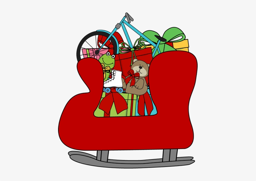 Christmas Clip Art - Santa's Sleigh With Toys, transparent png download
