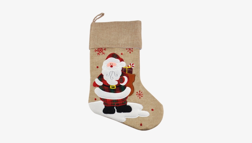 Modern Santa Stocking - Country Silk Rustic Country Style Christmas Holiday, transparent png download