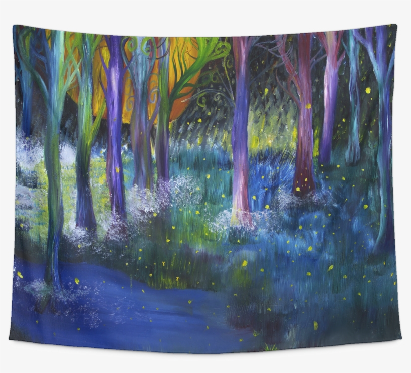 Fireflies Forest Tapestry, transparent png download