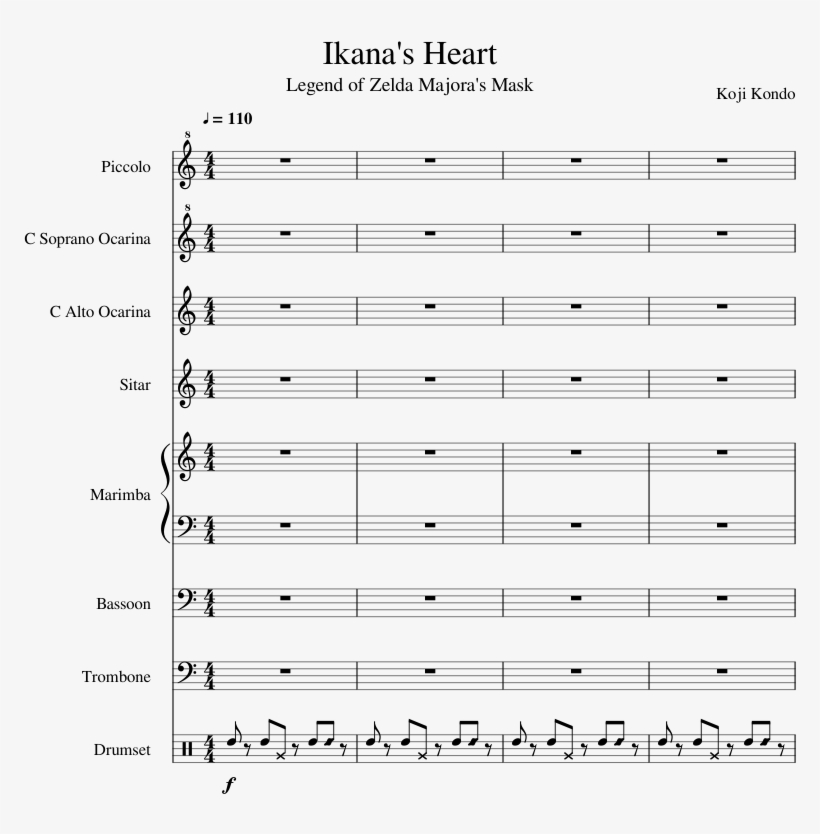 Ikana's Heart Sheet Music Composed By Koji Kondo 1 - Music, transparent png download