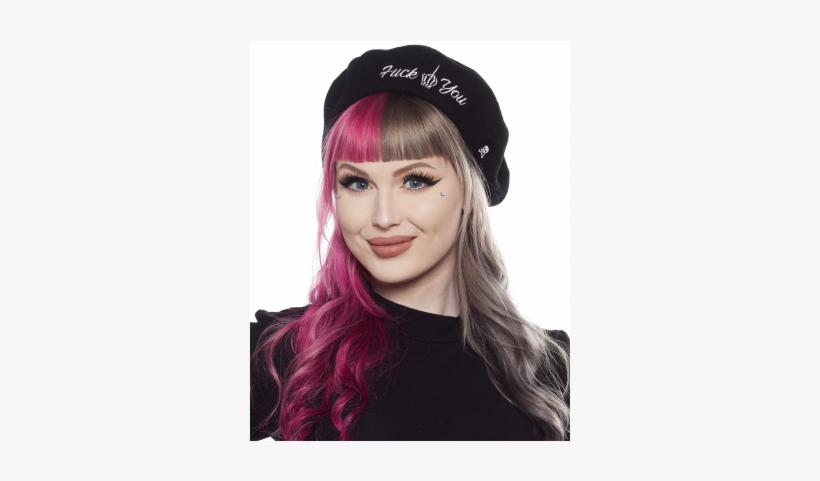 Sourpuss F*ck You Beret - Creep Heart Cat Beret, transparent png download