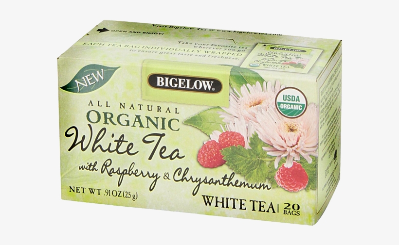 Bigelow Organic White Tea With Raspberry & Chrysanthemum - Bigelow White Tea, Organic, With Raspberry & Chrysanthemum,, transparent png download