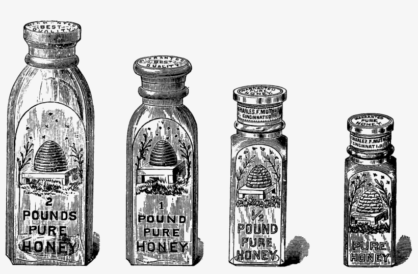 Download Free Vintage Honey Jar Clip Art - Vintage Honey Bottle, transparent png download