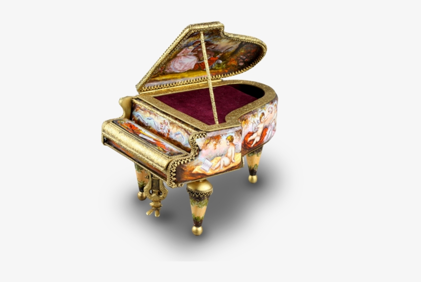 Vintage Enamel And Gilt Metal Grand Piano Musical Box - Piano, transparent png download