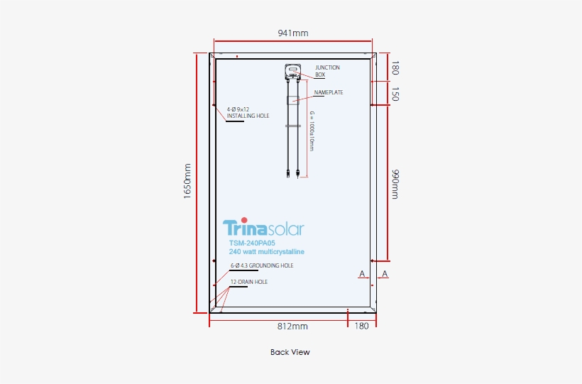 Tsm-240pa05 - Trina Solar Panel Size, transparent png download