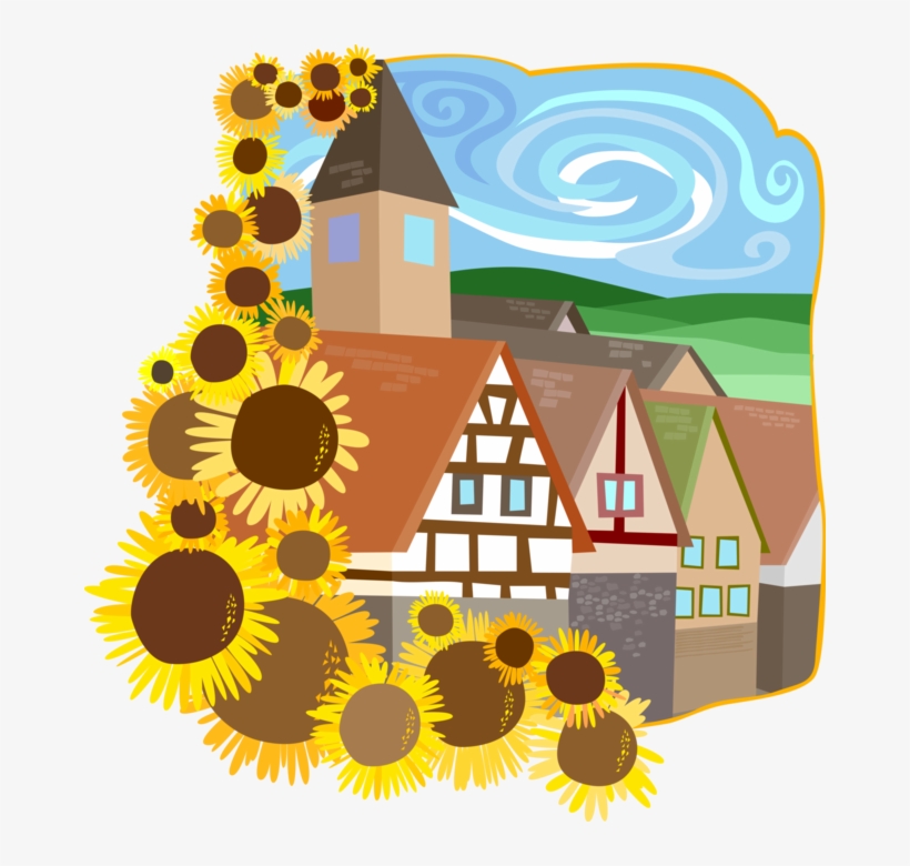 Vector Illustration Of European Style Buildings With - Illustration, transparent png download