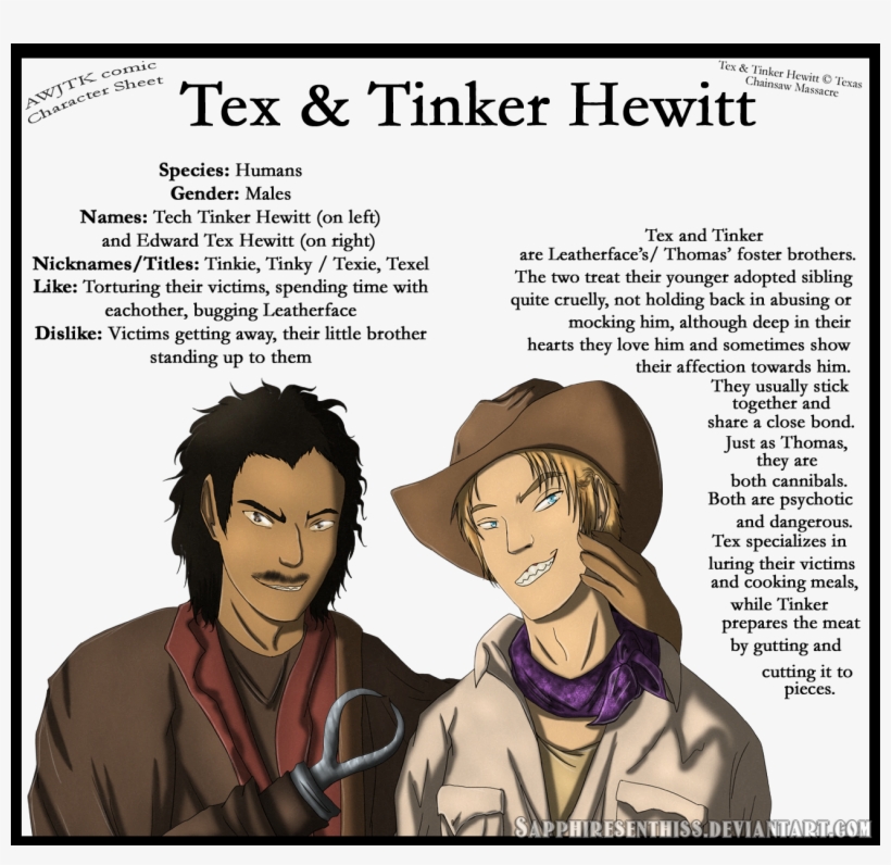 Awjtk Comic Character Sheet - Texas Chainsaw Massacre Tinker, transparent png download