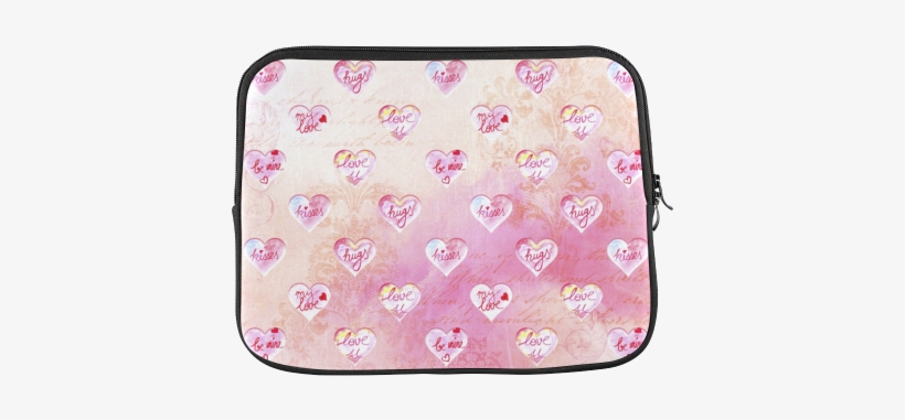 Vintage Pink Hearts With Love Words Macbook Pro 13'' - Heart, transparent png download