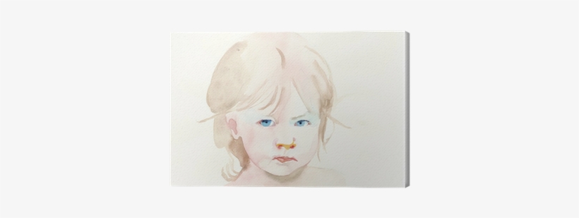 Face Of Girl, Watercolors Technique, Hand Painted Canvas - Sketch, transparent png download