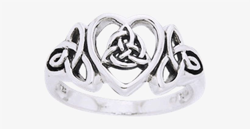 Silver Triquetra Heart Ring - Ring, transparent png download