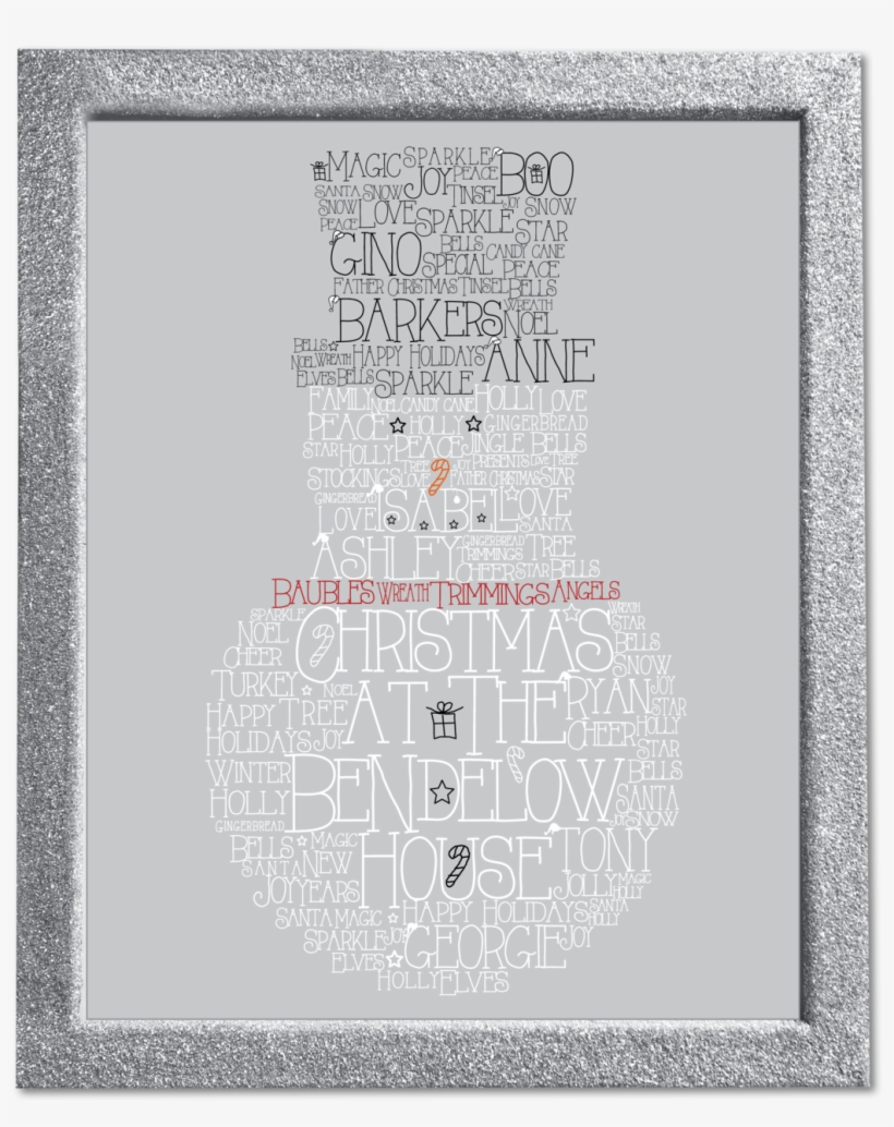 Snowman Family Personalised Word Art With Sparkly Frame - Art, transparent png download