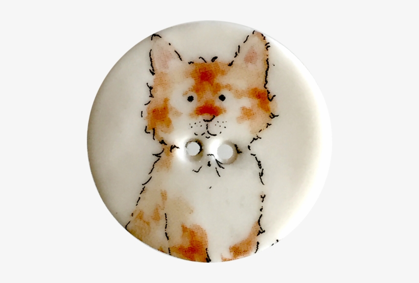 Orange Tabby Two, Wide Awake Cat Porcelain Button 1-1/8" - Cat, transparent png download