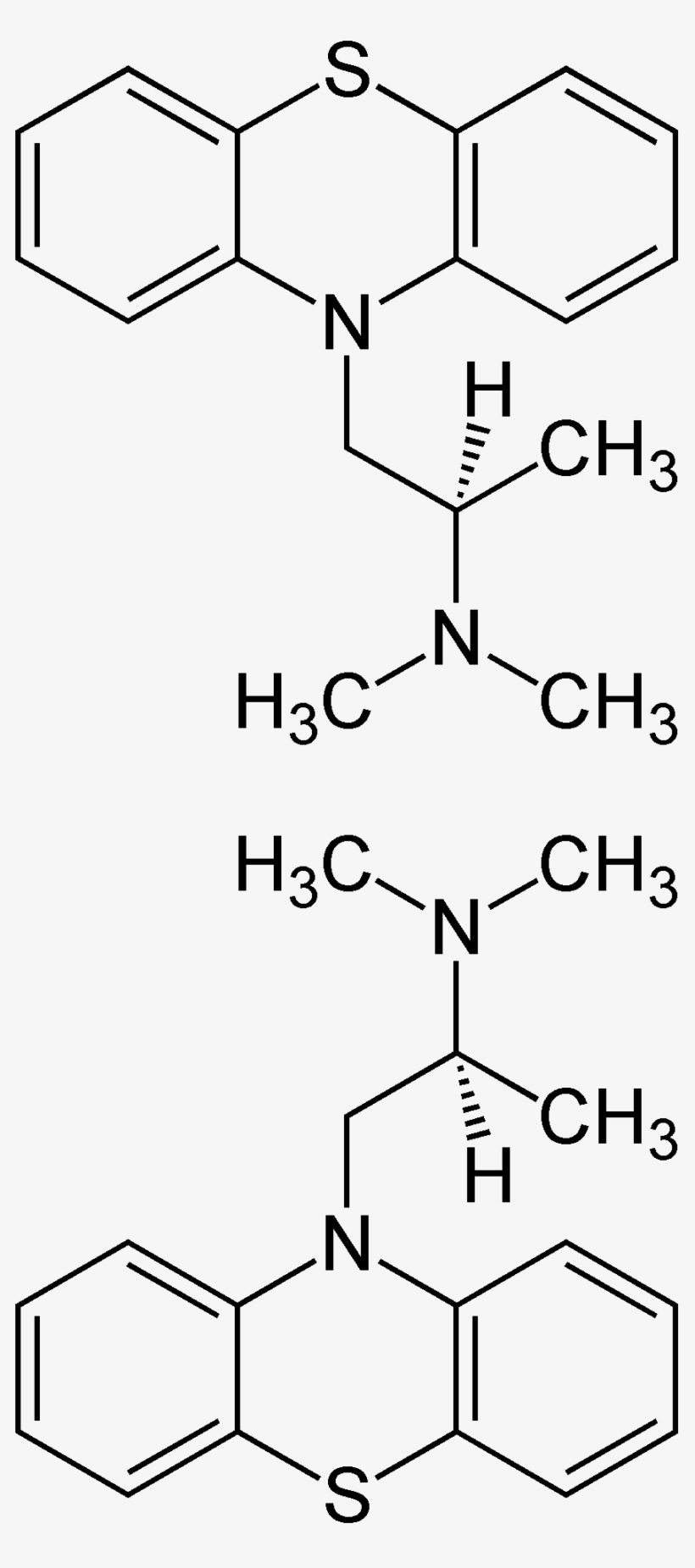 Promethazine Enantiomers Structural Formulae - Prometazyna Wzór, transparent png download