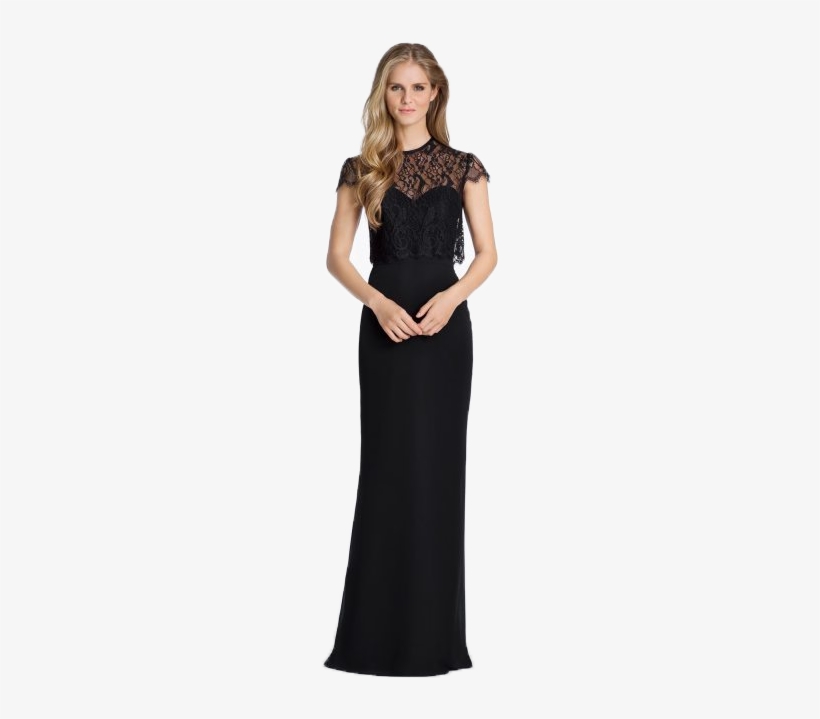 Hayley Paige Occasions - Hayley Paige Long Bridesmaid Dress With Lace Jacket, transparent png download