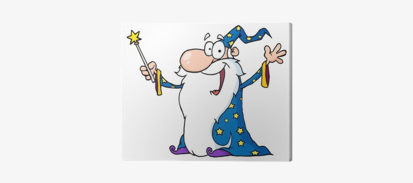 Wizard Waving And Cape Holding A Magic Wand Canvas - Cartoon Picture Of Wizard, transparent png download
