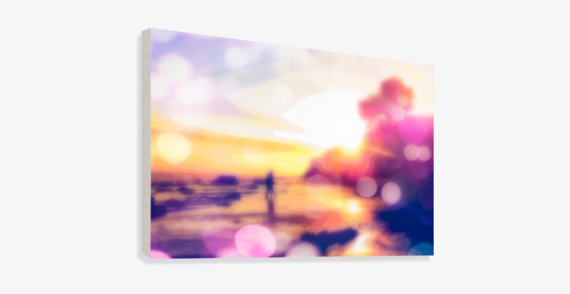 Summer Beach With Sunset Sky And Beautiful Bokeh Light - Canvas Print, transparent png download