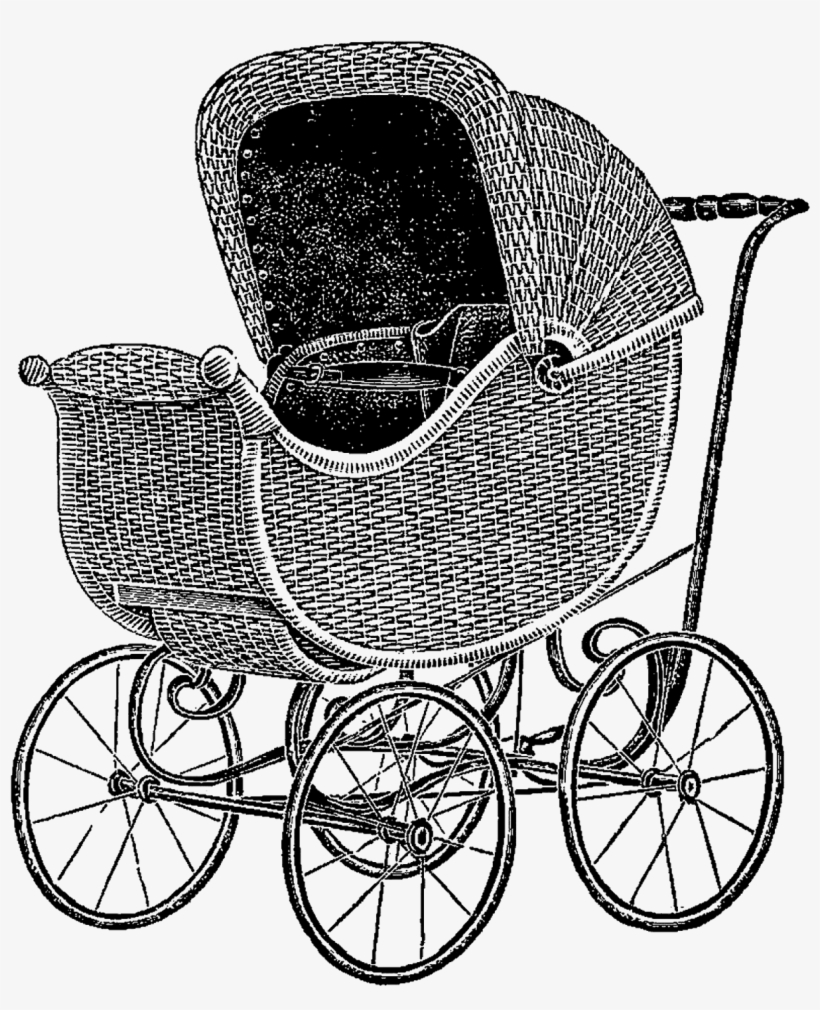 Vintage Wicker Baby Carriage - Pink Baby Carriage Vintage, transparent png download